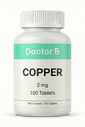 Bottle of Doctor B Copper supplement on a white background