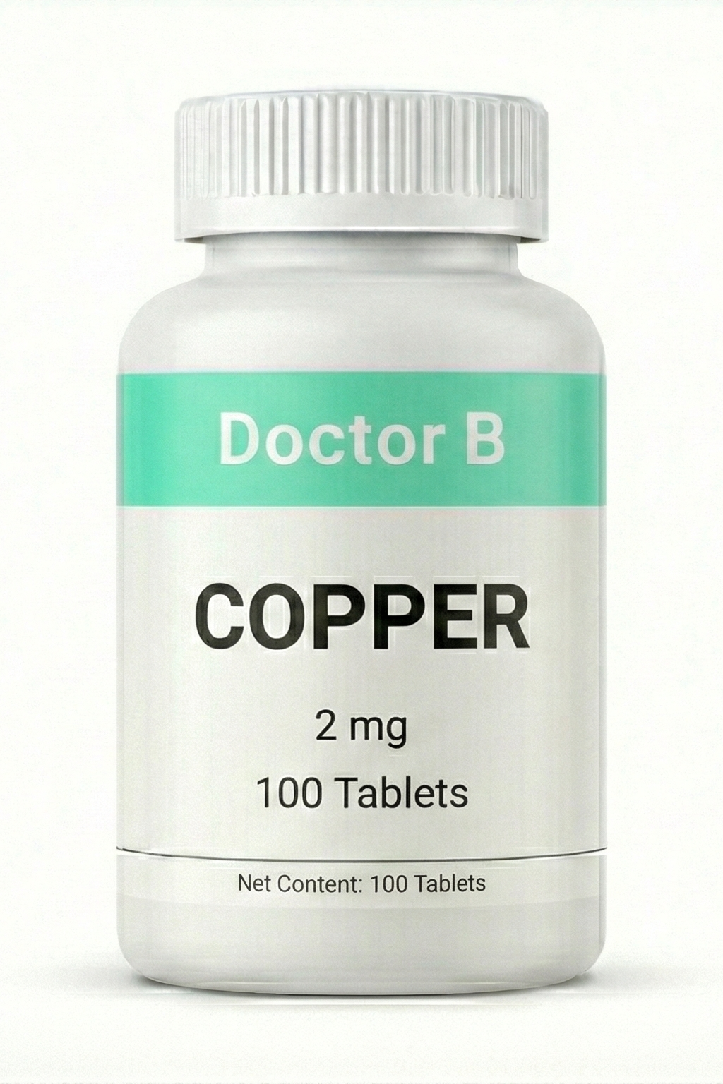 Bottle of Doctor B Copper supplement on a white background
