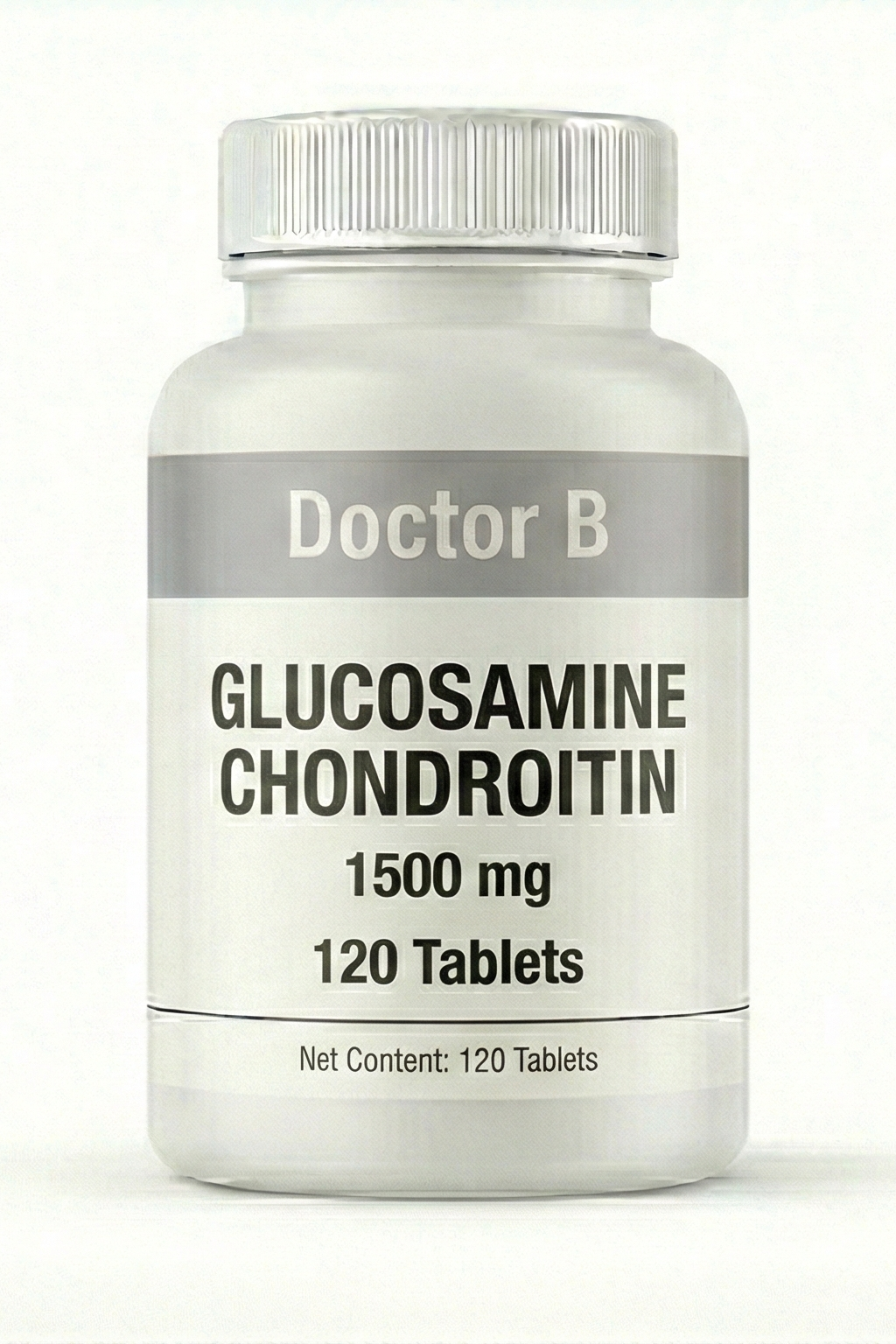Bottle of Doctor B Glucosamine Chondroitin supplement on a white background
