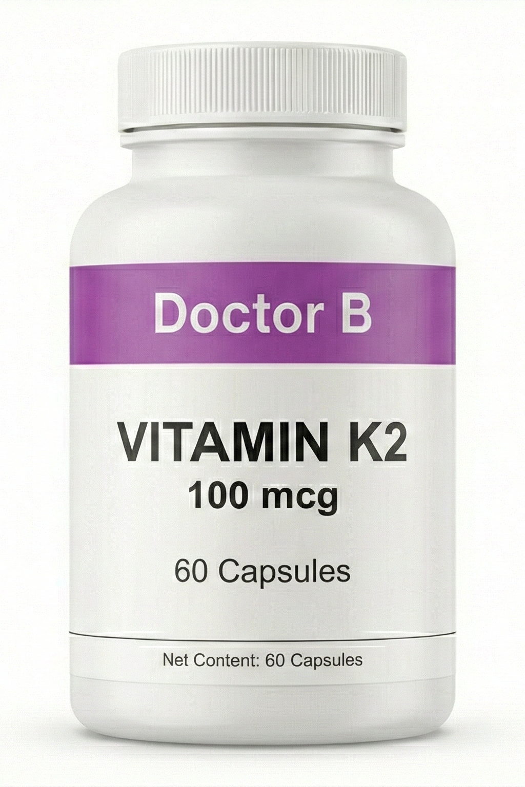 Vitamin K2 supplement bottle labeled 'Doctor B' on a white background